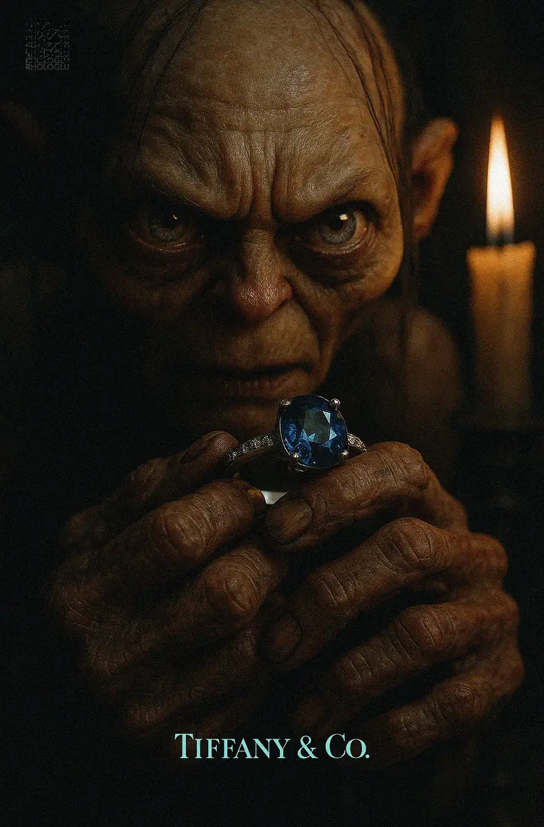 Tiffany and Co campaign image with a blue gemstone ring